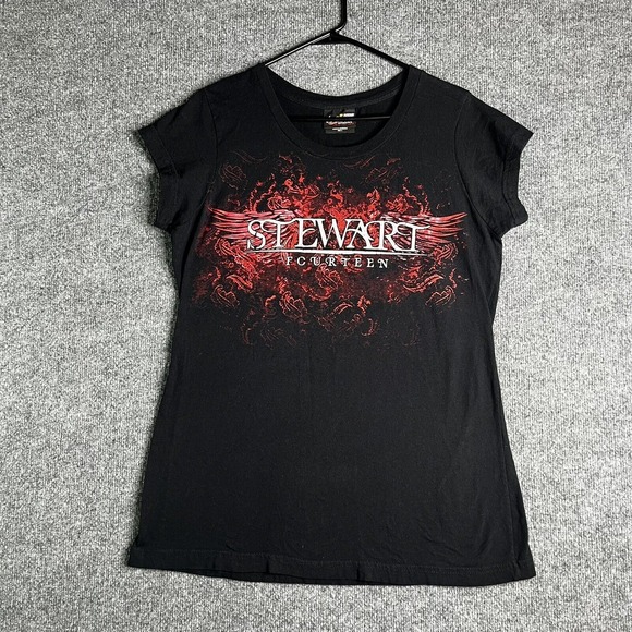 Nascar Tops - NASCAR Tony Stewart T-shirt Women's L Double Sided Y2K‎ Style Chase Authentics